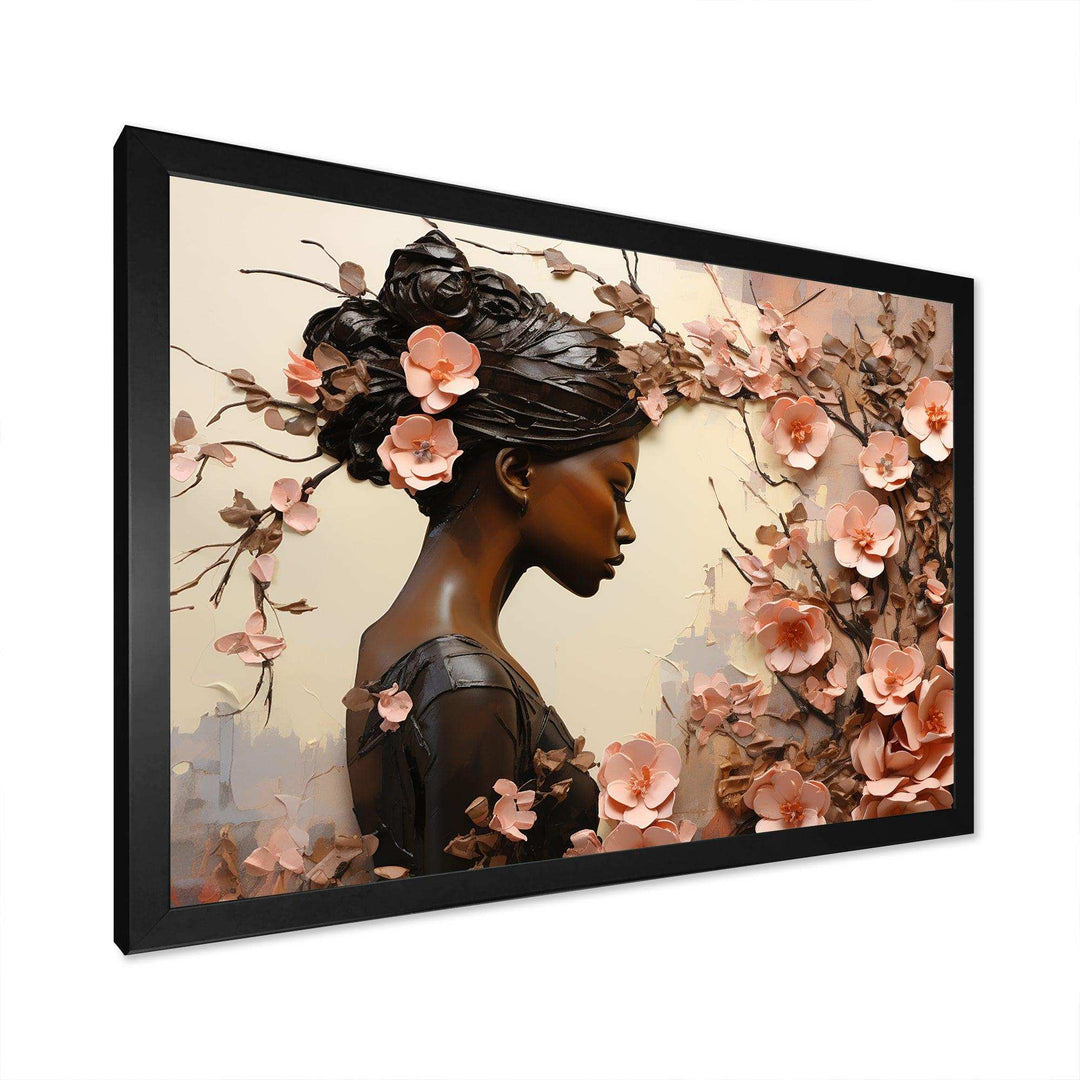 Gold and pink African american floral dance - Fashion Canvas Wall Art