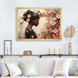 Gold and pink African american floral dance - Fashion Canvas Wall Art