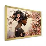 Gold and pink African american floral dance - Fashion Canvas Wall Art