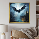 Impressionist Moonlit Bat Flight - Black Animal Nursery Wall Art