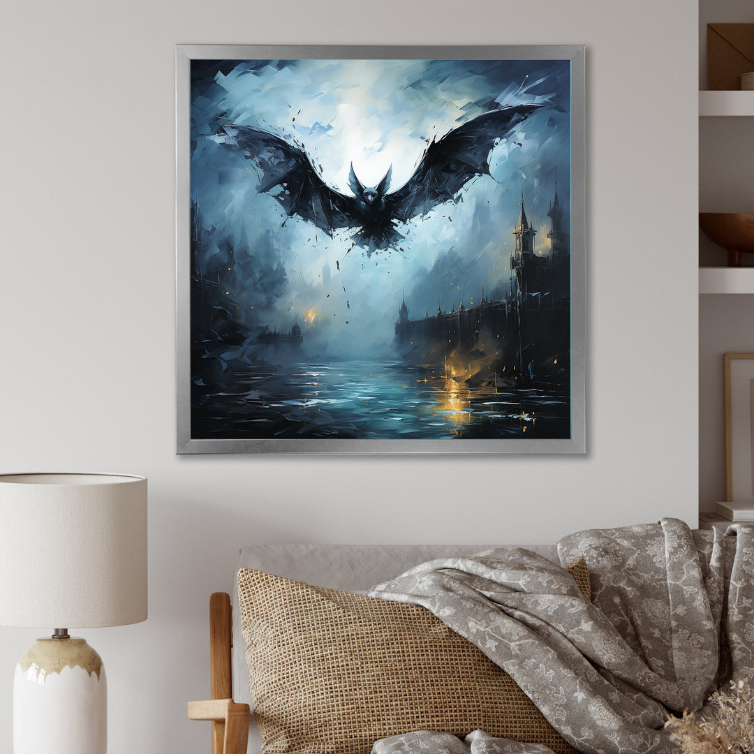 Impressionist Moonlit Bat Flight - Black Animal Nursery Wall Art