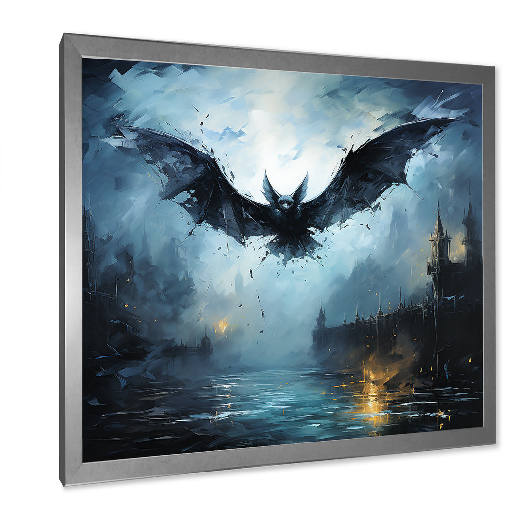 Impressionist Moonlit Bat Flight - Black Animal Nursery Wall Art