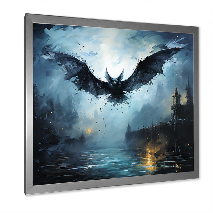 Impressionist Moonlit Bat Flight - Black Animal Nursery Wall Art