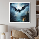 Impressionist Moonlit Bat Flight - Black Animal Nursery Wall Art