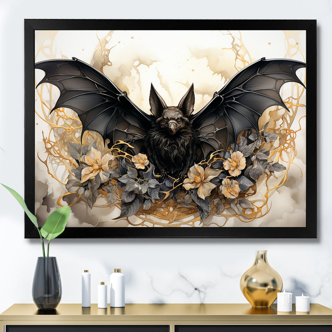 Minimalist Bat Silhouette - Black Bat Wall Art