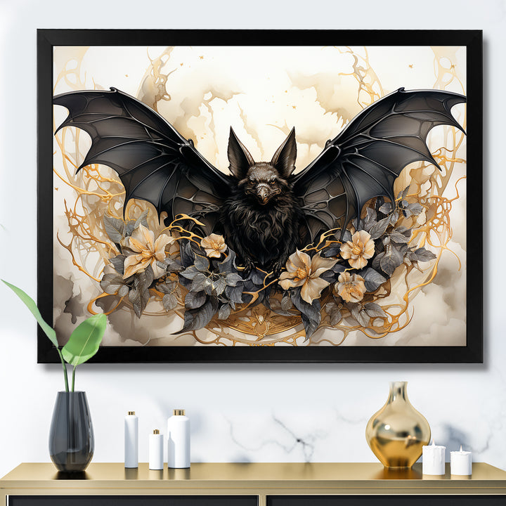Minimalist Bat Silhouette - Black Bat Wall Art