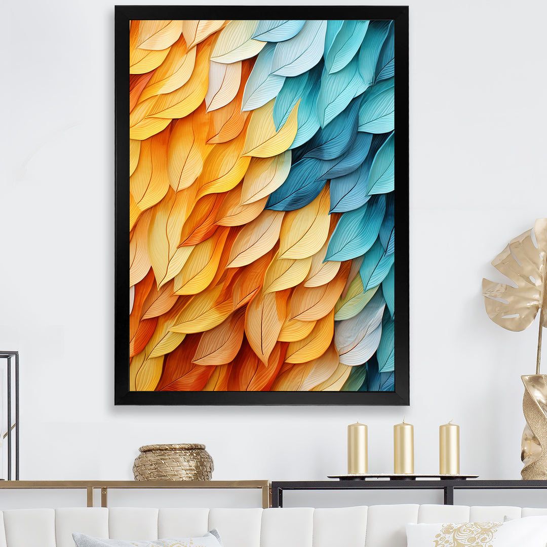 Colorful blue and yellow feathers - Feathers Home Decor Art