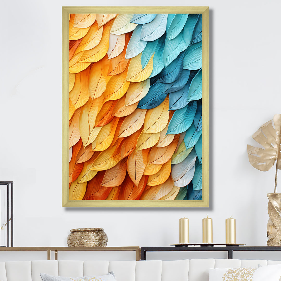 Colorful blue and yellow feathers - Feathers Home Decor Art