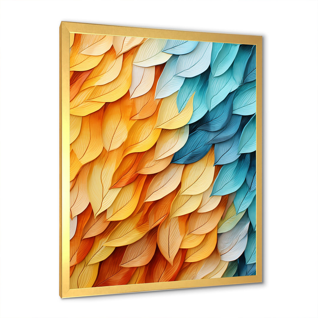 Colorful blue and yellow feathers - Feathers Home Decor Art