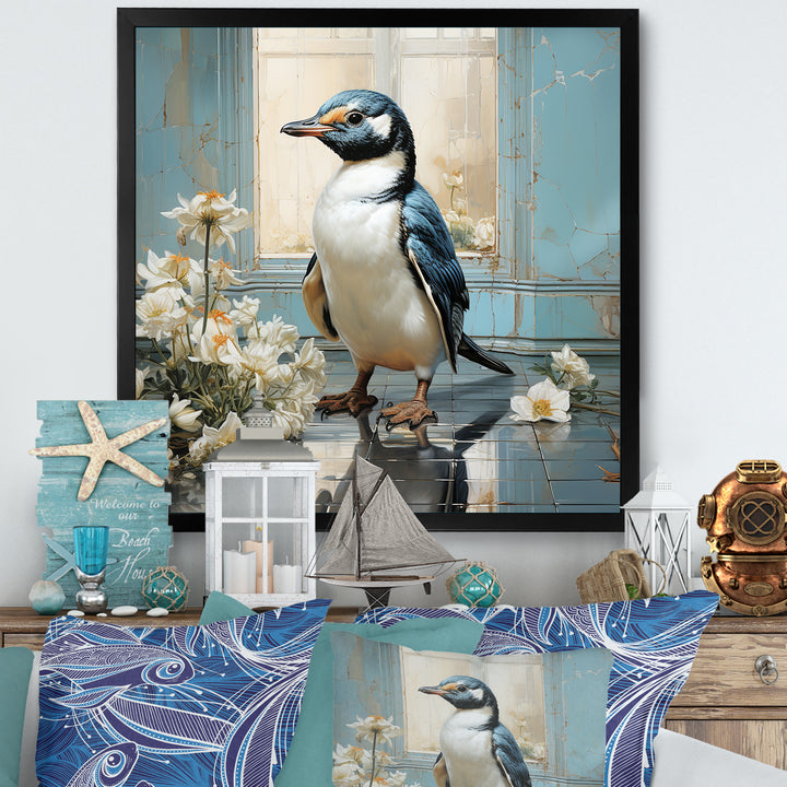 White Penguin floral Parade - Raven Canvas Wall Art
