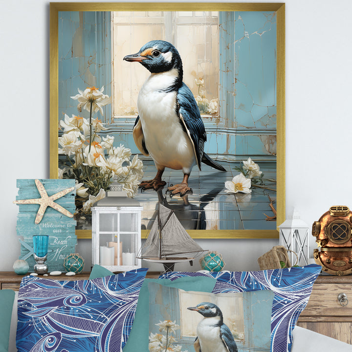 White Penguin floral Parade - Raven Canvas Wall Art