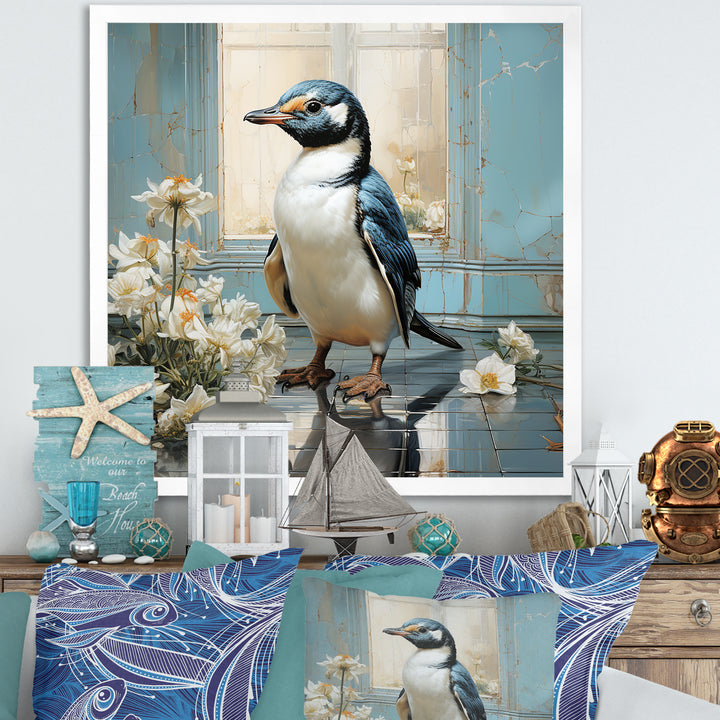 White Penguin floral Parade - Raven Canvas Wall Art