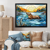Enchanting beaver mosaic - Blue Beaver Wall Art
