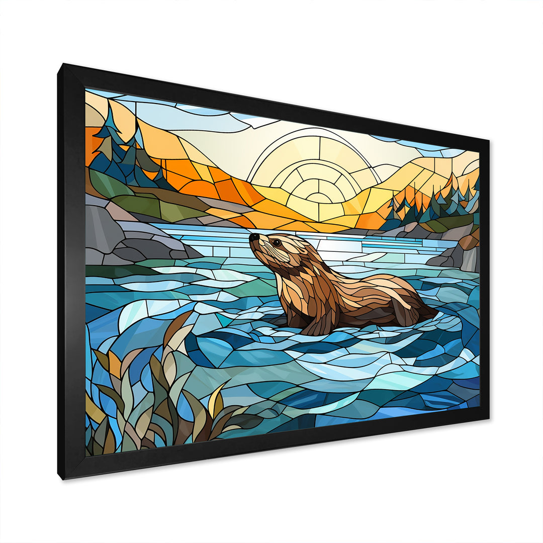 Enchanting beaver mosaic - Blue Beaver Wall Art