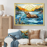 Enchanting beaver mosaic - Blue Beaver Wall Art