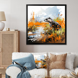 Enchanting beaver swim - Nursery Teddy Bear Large Canvas Wall Art
