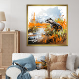 Enchanting beaver swim - Nursery Teddy Bear Large Canvas Wall Art