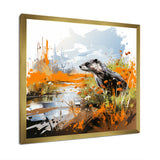 Enchanting beaver swim - Nursery Teddy Bear Large Canvas Wall Art