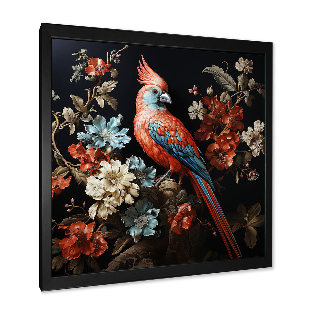 Red bird Serenity blooms - Nursery Teddy Bear Canvas Wall Art