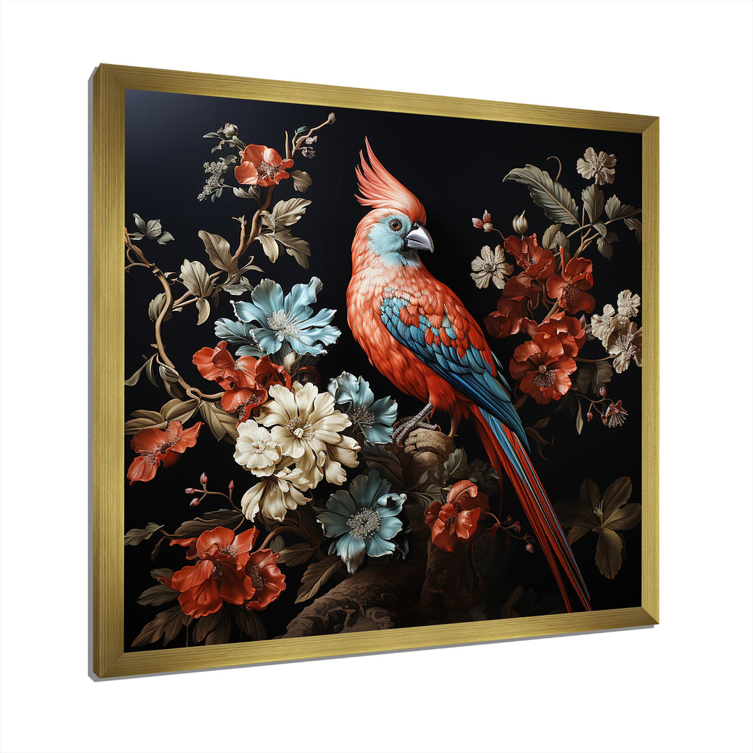 Red bird Serenity blooms - Nursery Teddy Bear Canvas Wall Art