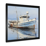 Minimalist White Nautical fishing boat - White Nursery Teddy Bear Wall Art