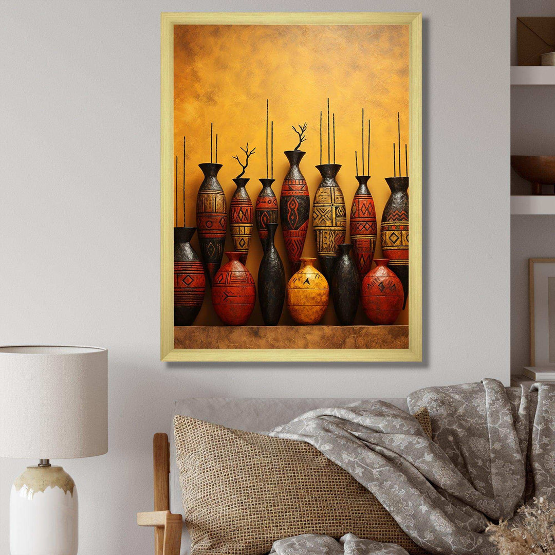 Red African Pottery Canvas - Geometric Canvas Wall Art