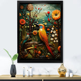 Abstract woodpecker bird flower at night - Bird Wall Decor