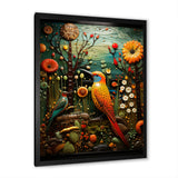Abstract woodpecker bird flower at night - Bird Wall Decor