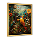 Abstract woodpecker bird flower at night - Bird Wall Decor