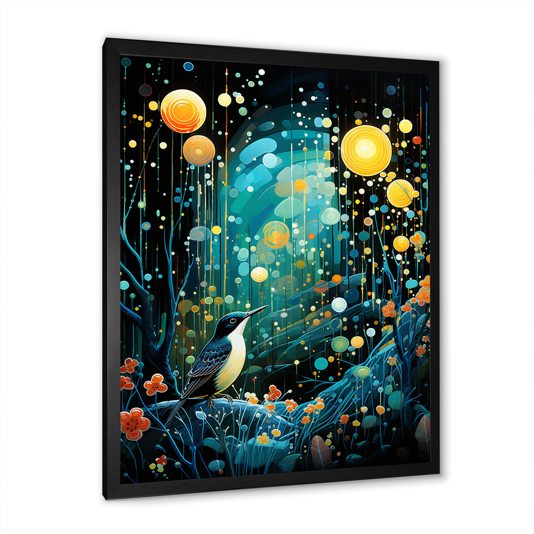 Flower serenity wood Pecker starry night - Bird Wall Decor