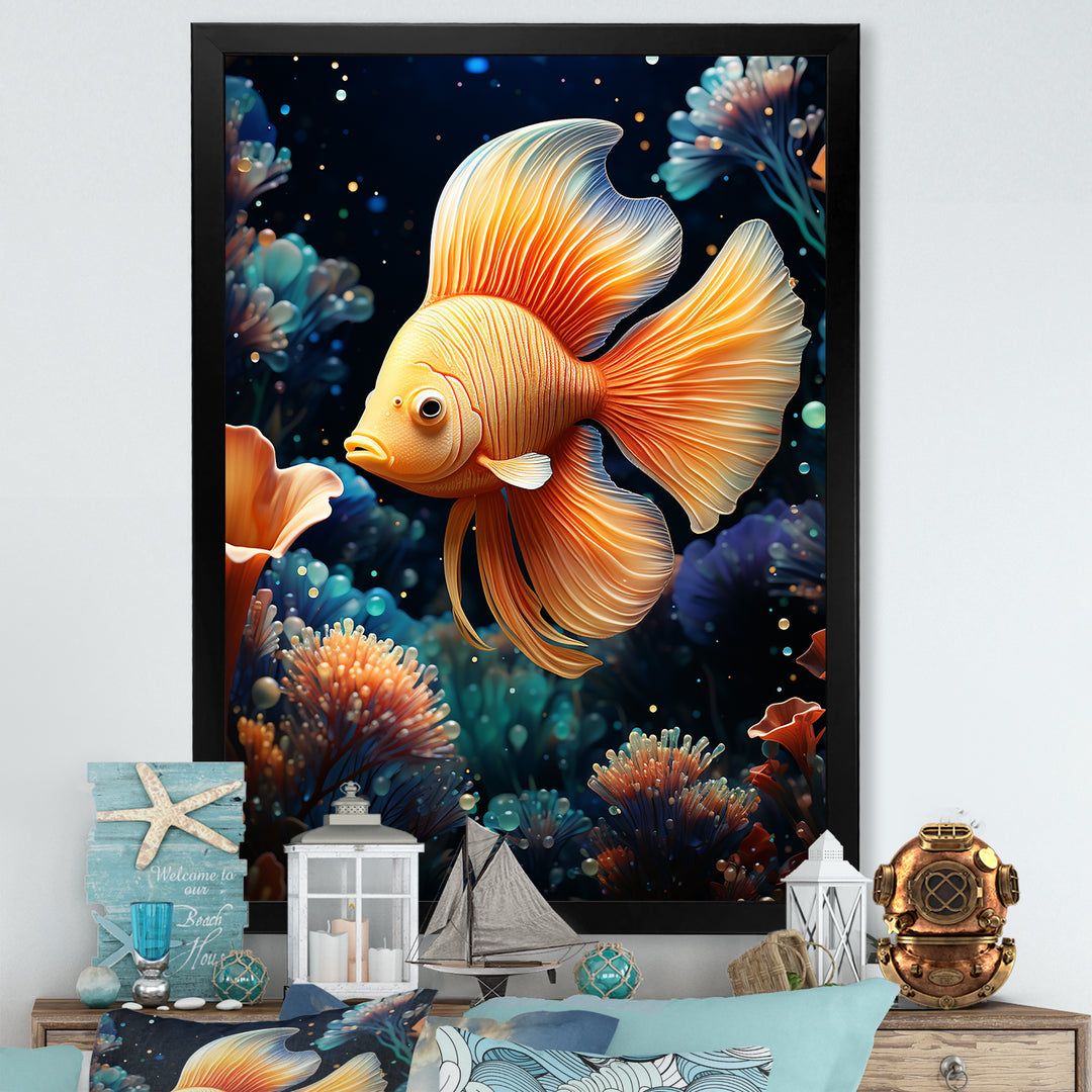 Abstract Ocean Dance - Orange Butterfly Fish Wall Art