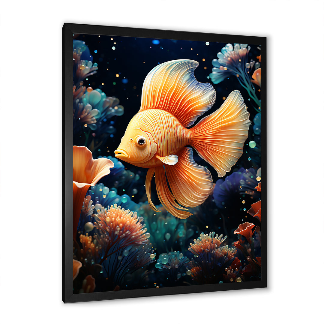 Abstract Ocean Dance - Orange Butterfly Fish Wall Art