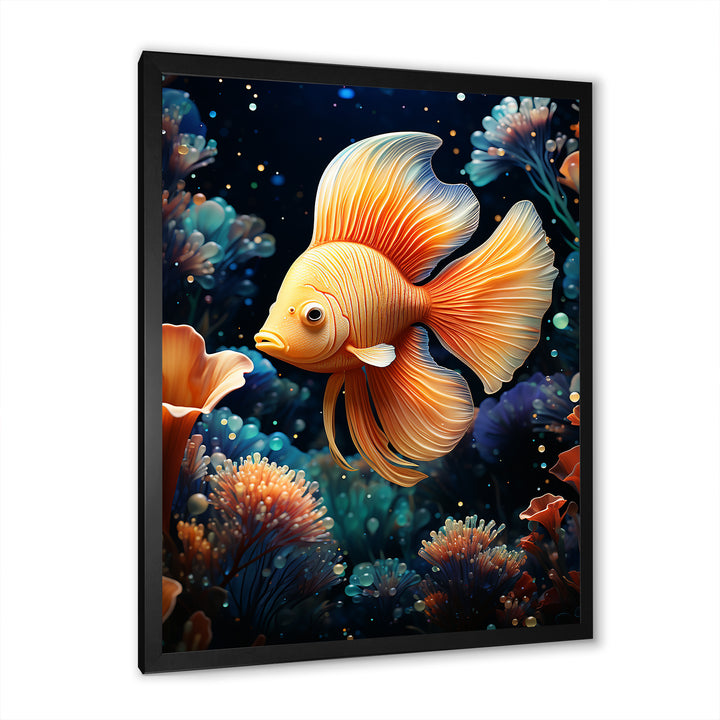 Abstract Ocean Dance - Orange Butterfly Fish Wall Art