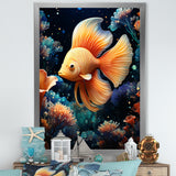 Abstract Ocean Dance - Orange Butterfly Fish Wall Art