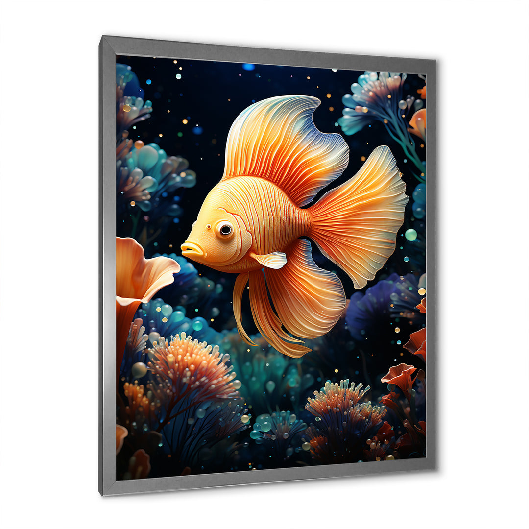 Abstract Ocean Dance - Orange Butterfly Fish Wall Art