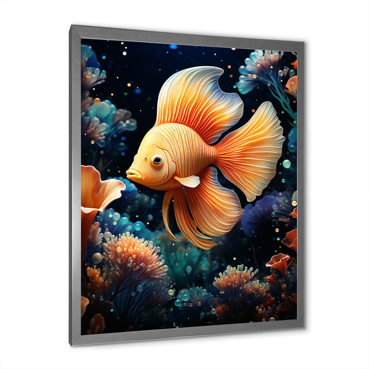 Abstract Ocean Dance - Orange Butterfly Fish Wall Art