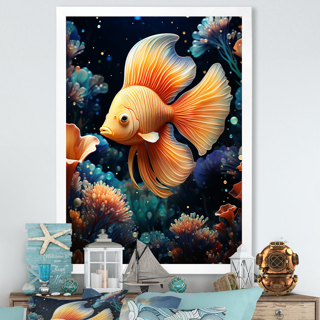 Abstract Ocean Dance - Orange Butterfly Fish Wall Art