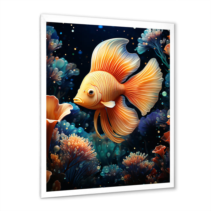 Abstract Ocean Dance - Orange Butterfly Fish Wall Art