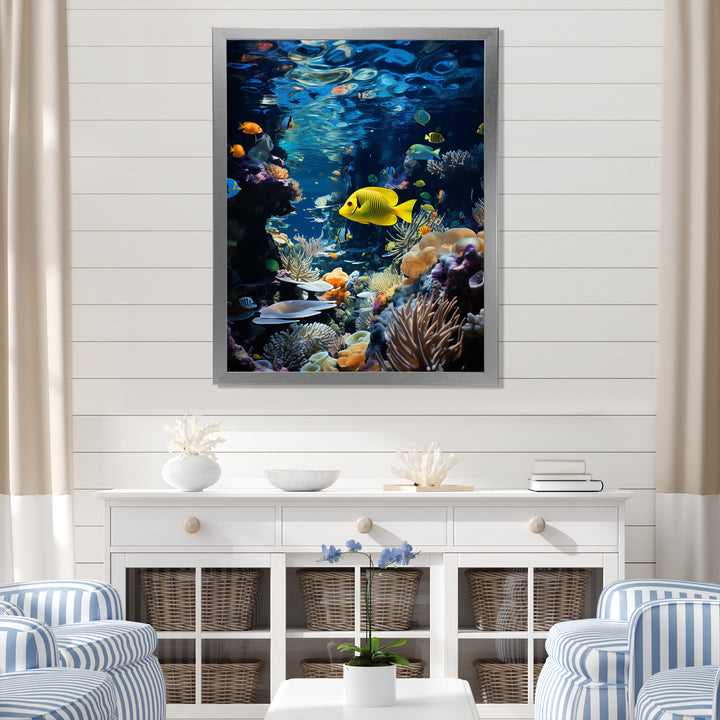 Blue butterfly fish Marine Grace - Butterfly Fish Bedroom Wall Art