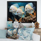 White and blue butterfly fish Wonderland - White Butterfly Fish Wall Art
