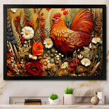 Country Quill floral Rooster - Red Chicken Wall Art