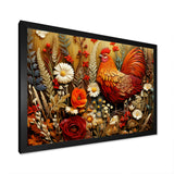 Country Quill floral Rooster - Red Chicken Wall Art