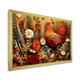Country Quill floral Rooster - Red Chicken Wall Art