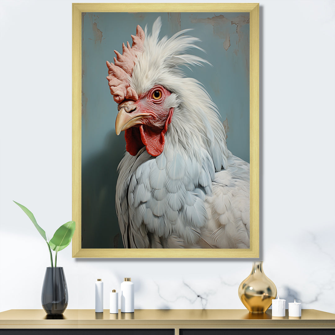 Majestic Rooster Portrait - Chicken Large Canvas Wall Art