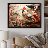 Japan beige and red Rooster - Rooster Living Room Wall Art
