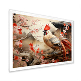 Japan beige and red Rooster - Rooster Living Room Wall Art