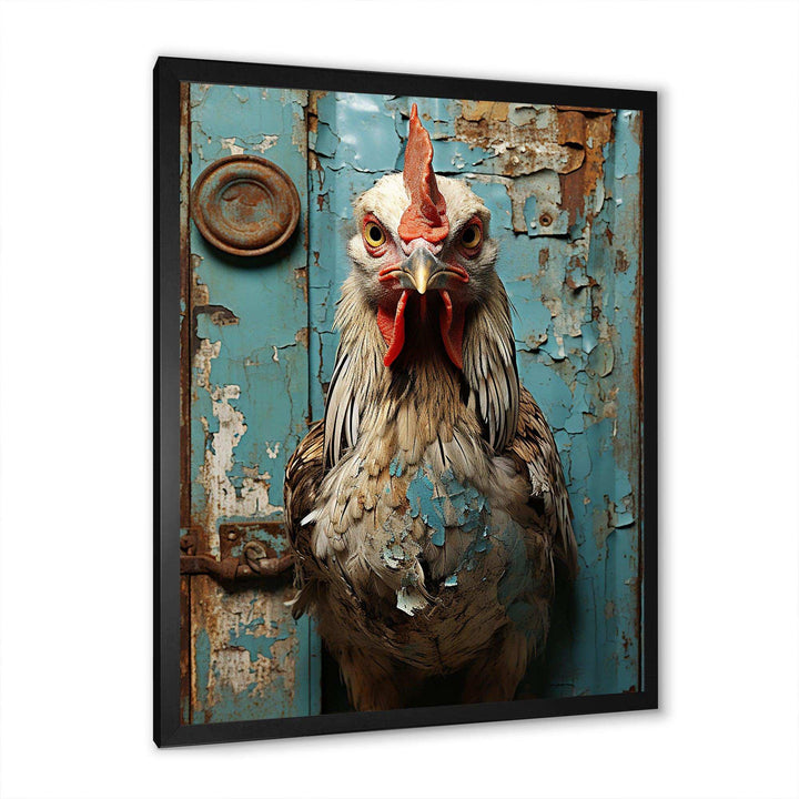 Farmhouse barn  rooster portrait III - Animals Canvas Wall Art
