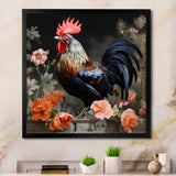 Vintage Rooster in the flower garden - Chicken Wall Decor