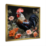Vintage Rooster in the flower garden - Chicken Wall Decor
