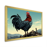 Rooster in the Farm Sunrise - Red Chicken Wall Art
